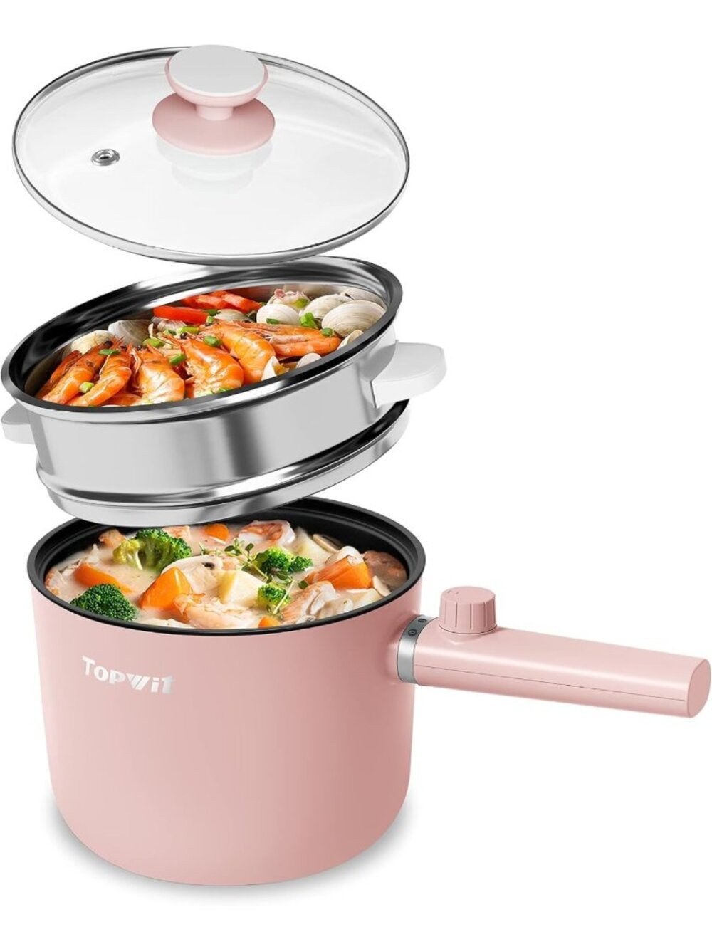 Portable Electric Hot Pot & Ramen Cooker - 1.5L Non-Stick Frying Pan